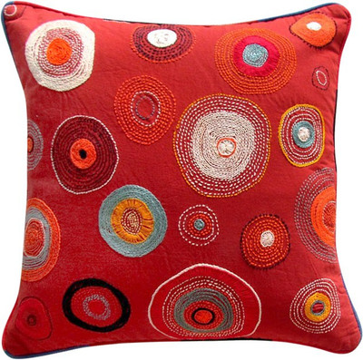 

Aamori Embroidered Cushions Cover(Pack of 2, 40 cm, Red)
