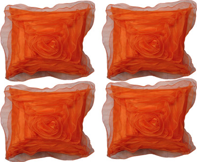 

HOME SHINE Floral Cushions Cover(Pack of 4, 40 cm*40 cm, Orange)