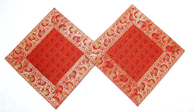 

Baba Handicraft Embroidered Cushions Cover(Pack of 2, 41 cm, Red, Gold), Gold;red