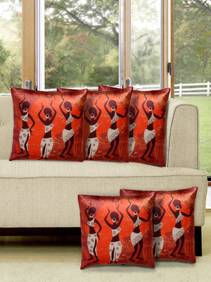 

Alina Decor Printed Cushions Cover(Pack of 5, 40.64 cm, Orange)