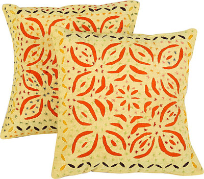 

Rajrang Floral Cushions Cover(Pack of 2, 43 cm*43 cm, Yellow)