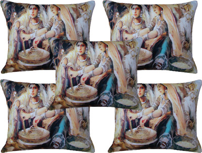 

HOME SHINE Printed Cushions Cover(Pack of 5, 40 cm*40 cm, Beige)