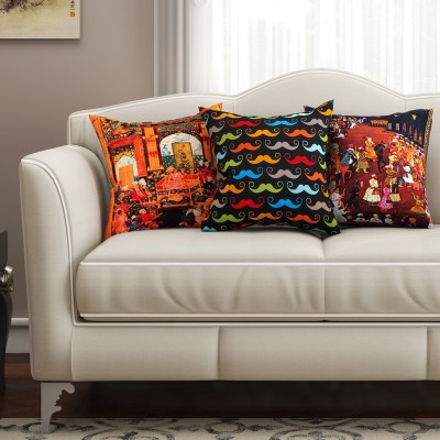 SEJ BY NISHA GUPTA Abstract Cushions Cover(Pack of 3, 40.64 cm*40.64 cm, Multicolor)