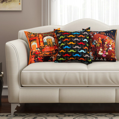 

SEJ by Nisha Gupta Abstract Cushions Cover(Pack of 3, 40.64 cm*40.64 cm, Multicolor)