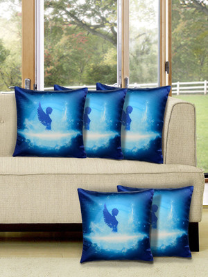 

Alina Decor Printed Cushions Cover(Pack of 5, 40.64 cm, Blue)