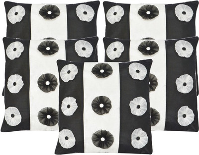 

Shine Villa Floral Cushions Cover(Pack of 5, 40 cm*40 cm, Black, White)