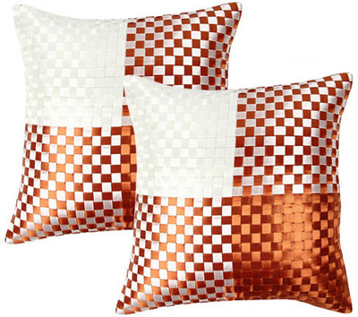 

Soundarya Checkered Cushions Cover(Pack of 2, 40 cm*40 cm, Orange, White)