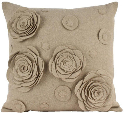 

Sanaa Floral Cushions Cover(40 cm*40 cm, Beige)