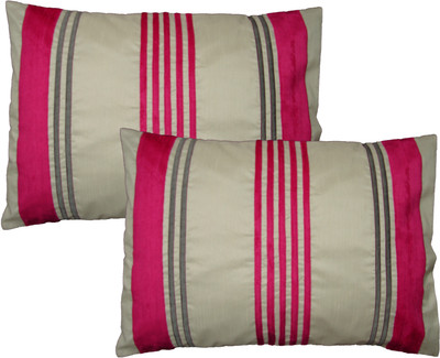 

HOME SHINE Striped Pillows Cover(Pack of 2, 50 cm*70 cm, Pink)