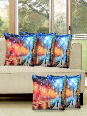 

Alina Decor Printed Cushions Cover(Pack of 5, 40.64 cm, Blue)