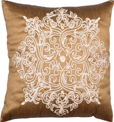 HOMEWARDS Damask Cushions Cover(40 cm*40 cm, Gold)