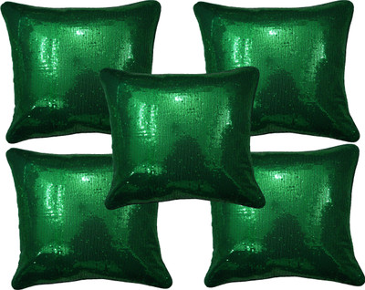 

HOME SHINE Embroidered Cushions Cover(Pack of 5, 40 cm*40 cm, Dark Green)