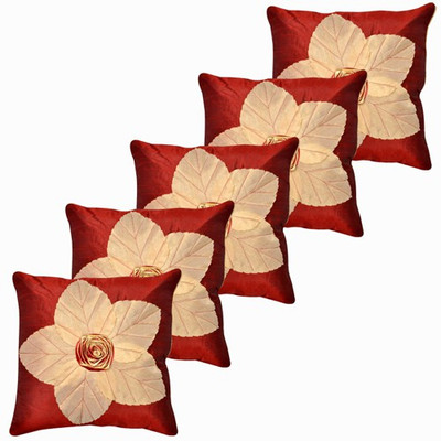 

Shine Villa Floral Cushions Cover(Pack of 5, 40 cm*40 cm, Maroon)
