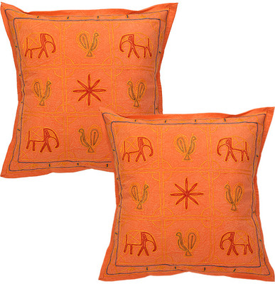 

Rajrang Embroidered Cushions Cover(Pack of 2, 40.64 cm*40.64 cm, Pink)