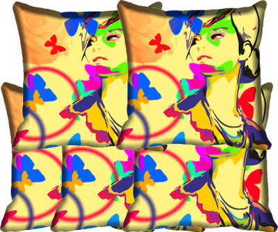 

IndiWeaves Printed Cushions Cover(Pack of 5, 40 cm*40 cm, Multicolor)