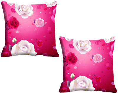 

IndiWeaves Printed Cushions Cover(Pack of 2, 40 cm*40 cm, Pink, White)