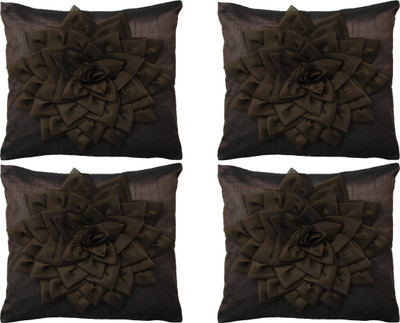 

HOME SHINE Floral Cushions Cover(Pack of 4, 40 cm*40 cm, Brown)