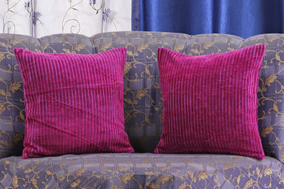 Dekor World Striped Cushions Cover(Pack of 2, 40 cm*40 cm, Purple) Dekor World Striped Cushions Cover(Pack of 2, 40 cm*40 cm, Purple)
