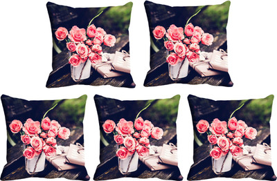 

IndiWeaves Printed Cushions Cover(Pack of 5, 30 cm*30 cm, Purple, Yellow)
