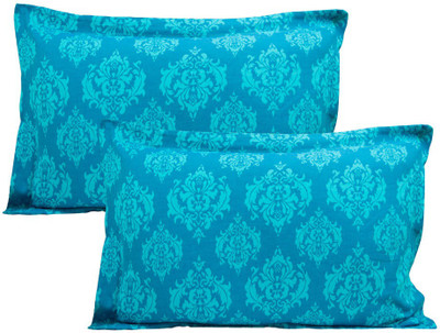 

Elan Damask Pillows Cover(Pack of 2, 45 cm*70 cm, Blue)