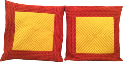 

Minky's Decor Geometric Cushions Cover(Pack of 2, 40 cm*40 cm, Yellow, Maroon), Maroon;yellow