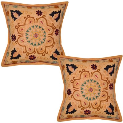 Lal Haveli Embroidered Cushions Cover(Pack of 2, 41 cm*41 cm, Orange)