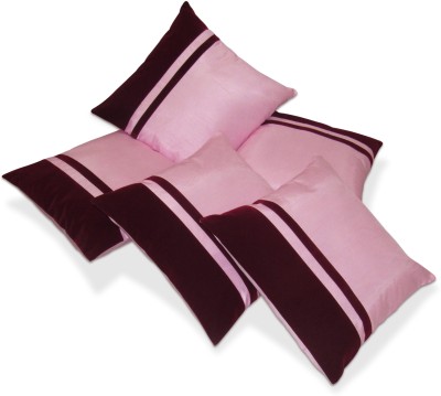 ZIKRAK EXIM Striped Cushions Cover(Pack of 5, 40 cm*40 cm, Brown, Pink)