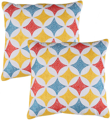 

Rajrang Geometric Cushions Cover(Pack of 2, 46 cm*46 cm, White)