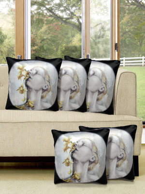 

Alina Decor Printed Cushions Cover(Pack of 5, 40.64 cm, White)