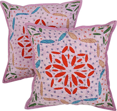 

Rajrang Floral Cushions Cover(Pack of 2, 43 cm*43 cm, Purple)