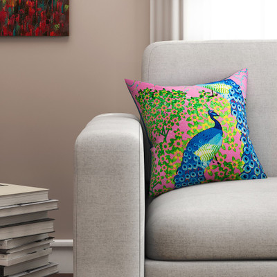 

SEJ by Nisha Gupta Abstract Cushions Cover(40.64 cm*40.64 cm, Pink)