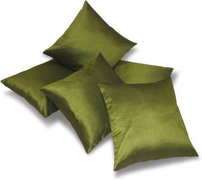 MS Enterprises Polyester Cushions Cover(Pack of 5, 40 cm*40 cm, Green)