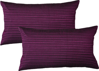 

HOME SHINE Striped Pillows Cover(Pack of 2, 30 cm*45 cm, Purple)