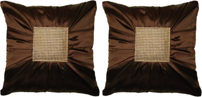 HOME SHINE Geometric Cushions Cover(Pack of 2, 40 cm*40 cm, Brown)