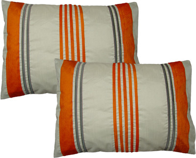 

HOME SHINE Striped Pillows Cover(Pack of 2, 50 cm*40 cm, Orange)
