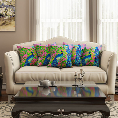 

SEJ by Nisha Gupta Abstract Cushions Cover(Pack of 5, 40.64 cm*40.64 cm, Multicolor)