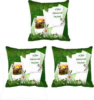 

IndiWeaves Printed Cushions Cover(Pack of 3, 12 cm*12 cm, White, Green), Green;white