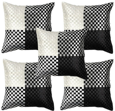 

Soundarya Checkered Cushions Cover(Pack of 5, 40 cm*40 cm, Black, White)