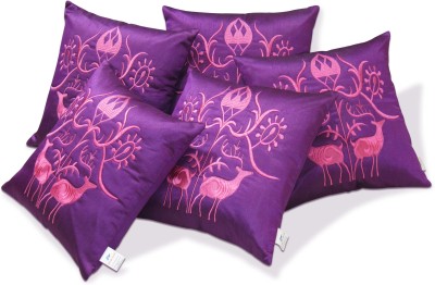 ZIKRAK EXIM Embroidered Cushions Cover(Pack of 5, 40 cm*40 cm, Purple)