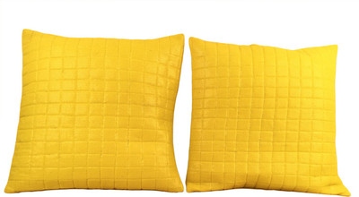 Minky's Decor Self Design Cushions Cover(Pack of 2, 40 cm*40 cm, Yellow)