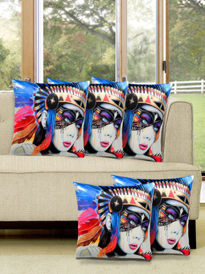 

Alina Decor Printed Cushions Cover(Pack of 5, 40.64 cm, Blue)