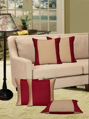 Dekor World Solid Cushions Cover(Pack of 5, 40 cm*40 cm, Purple, Silver)