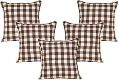 

VKE Product Checkered Cushions Cover(Pack of 5, 40 cm*40 cm, Brown, Grey)