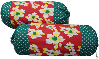 

Adishma Floral Bolsters Cover(Pack of 2, 40 cm*16 cm, Green, Red)