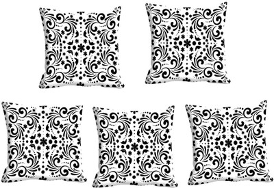

IndiWeaves Printed Cushions Cover(Pack of 5, 30 cm*30 cm, White, Black), Black;white