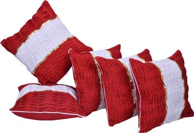 

Shine Villa Striped Cushions Cover(Pack of 5, 40 cm*40 cm, Red, White)