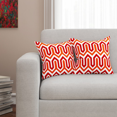 

SEJ by Nisha Gupta Geometric Cushions Cover(Pack of 2, 40.64 cm*40.64 cm, White)
