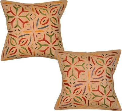 Lal Haveli Embroidered Cushions Cover(Pack of 2, 41 cm*41 cm, Orange)