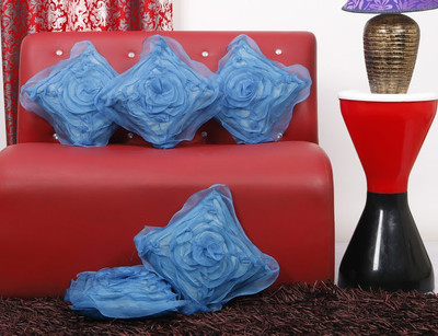 31% OFF on Dekor World Floral Cushions Cover(Pack of 5, 30 cm*30 cm, Blue)