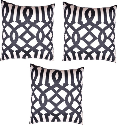 HOMEWARDS Geometric Cushions Cover(Pack of 3, 40 cm*40 cm, Black)